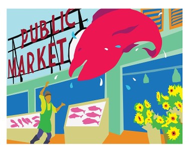Seattle's Pike Place Market Art Print 11x14