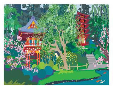 San Francisco Golden Gate Park Pagoda and Tea House Art Print 11x14