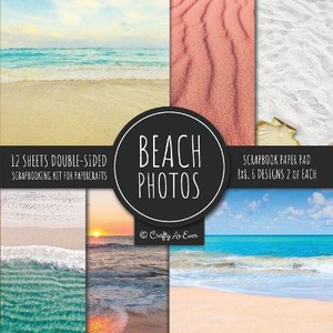 Beach Photos Scrapbook Paper Pad 8x8 Scrapbooking Kit for Papercrafts, Cardmaking, DIY Crafts, Summer Aesthetic Design, Multicolor
