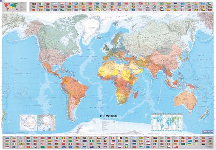 World politiek wandkaart geplastificeerd 701