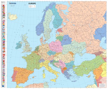 Europa politiek wandkaart geplastificeerd 705