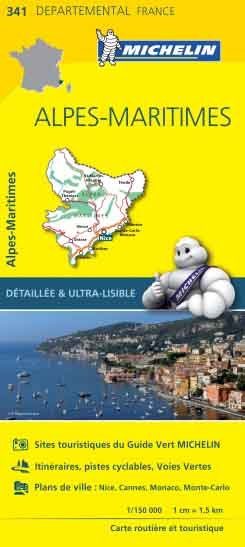 Michelin 341 Alpes Maritimes 1:150.000