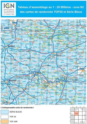 IGN 1825SB Châtellerault - Descartes 1:25.000 Série Bleue Topografische Wandelkaart