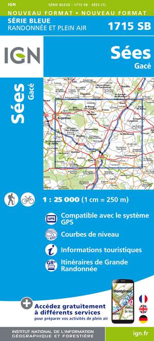IGN 1715SB Sées - Gace 1:25.000 Série Bleue Topografische Wandelkaart
