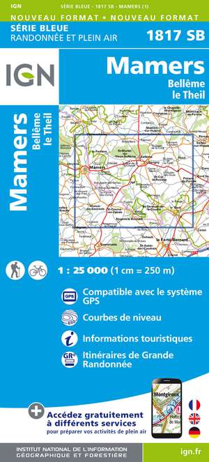 IGN 1817SB Mamers - Bellême - Le Theil 1:25.000 Série Bleue Topografische Wandelkaart
