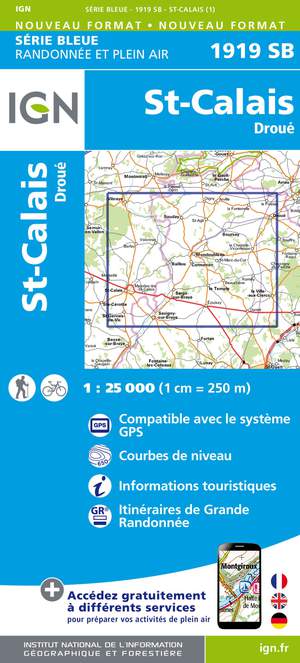 IGN 1919SB St-Calais - Droué 1:25.000 Série Bleue Topografische Wandelkaart