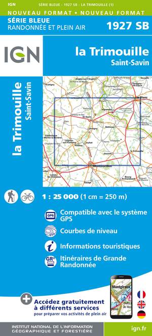 IGN 1927SB La Trimouille - St-Savin 1:25.000 Série Bleue Topografische Wandelkaart