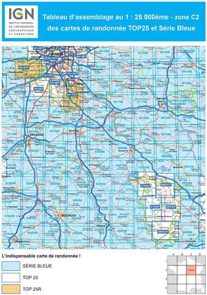 IGN 2423SB Les Aix-d'Angillon - Sancerre 1:25.000 Série Bleue Topografische Wandelkaart