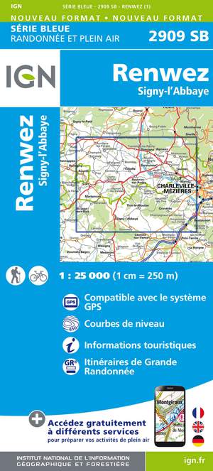 IGN 2909SB Renwez-Signy - L'Abbaye 1:25.000 Série Bleue Topografische Wandelkaart