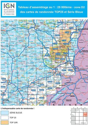 IGN 3320SB Jussey - Faverney 1:25.000 Série Bleue Topografische Wandelkaart