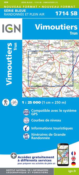 IGN 1714SB Vimoutiers - Trun 1:25.000 Série Bleue Topografische Wandelkaart