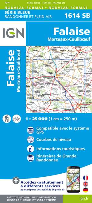 IGN 1614SB Falaise - Morteaux-Couliboeuf 1:25.000 Série Bleue Topografische Wandelkaart