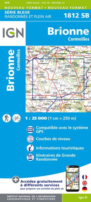 IGN 1812SB Brionne - Cormeilles 1:25.000 Série Bleue Topografische Wandelkaart
