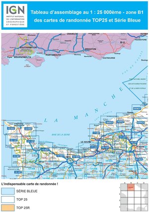 IGN 1813SB Bernay - Orbec 1:25.000 Série Bleue Topografische Wandelkaart