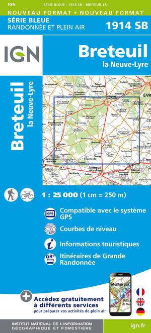 IGN 1914SB Breteuil - La Neuve-Lyre 1:25.000 Série Bleue Topografische Wandelkaart