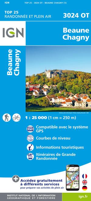 IGN 3024OT Beaune - Chagny 1:25.000 TOP25 Topografische Wandelkaart