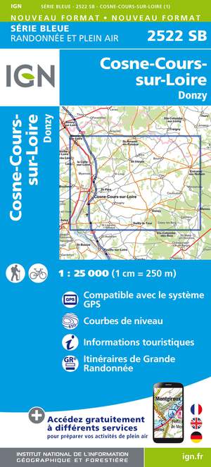 IGN 2522SB Cosne-Cours-sur-Loire - Donzy 1:25.000 Série Bleue Topografische Wandelkaart