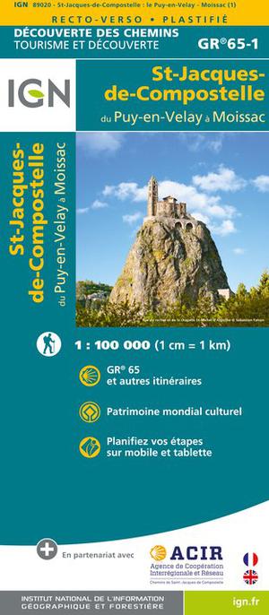 IGN St-Jacques de Compostelle. Le Puy-Moissac. Dcouverte des chemins 1:100.000