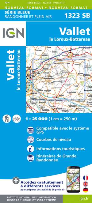 IGN 1323SB Vallet - Le Loroux-Bottereau 1:25.000 Série Bleue Topografische Wandelkaart