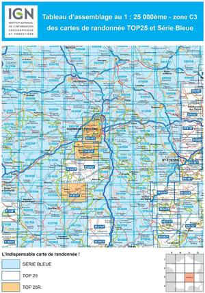 IGN 2427SB Cérilly - Hérisson - Vallon-en-Sully 1:25.000 Série Bleue Topografische Wandelkaart
