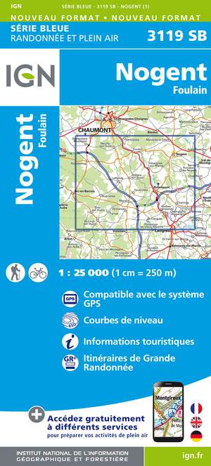 IGN 3119SB Nogent - Foulain 1:25.000 Série Bleue Topografische Wandelkaart