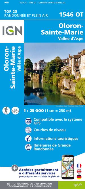 IGN 1546OT Oloron-Ste-Marie - Vallée d'Aspe 1:25.000 TOP25 Topografische Wandelkaart