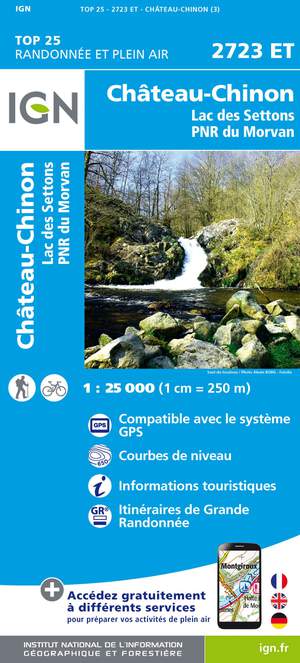 IGN 2723ET Château-Chinon - Lac des Settons 1:25.000 TOP25 Topografische Wandelkaart