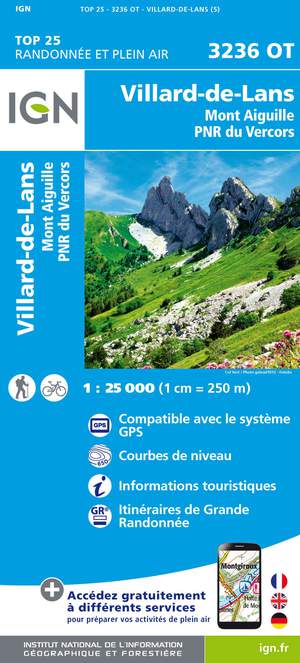 IGN 3236OT Villard-de-Lans - Mont Aiguille 1:25.000 TOP25 Topografische Wandelkaart