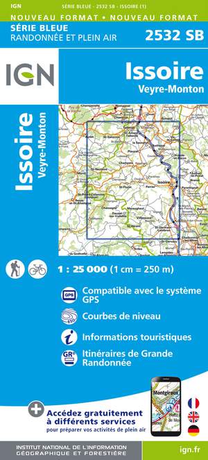 IGN 2532SB Issoire - Veyre-Monton 1:25.000 Série Bleue Topografische Wandelkaart
