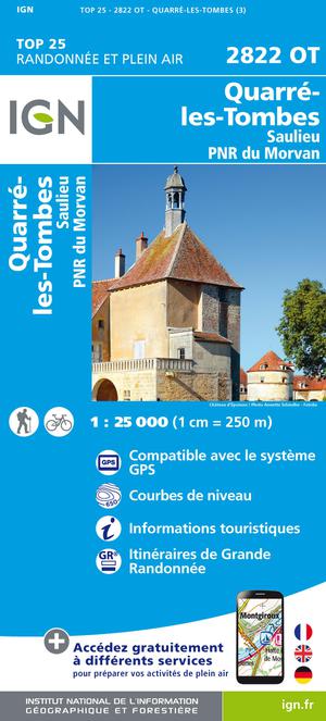 IGN 2822OT Quarré-les-Tombes - Saulieu 1:25.000 TOP25 Topografische Wandelkaart