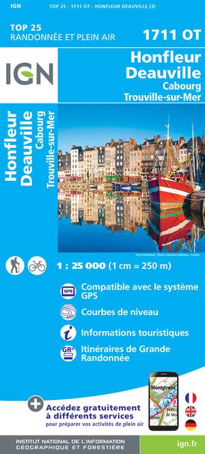 IGN 1711OT Honfleur - Deauville 1:25.000 TOP25 Topografische Wandelkaart