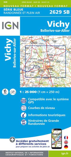 IGN 2629SB Vichy - Bellerive-sur-Allier 1:25.000 Série Bleue Topografische Wandelkaart