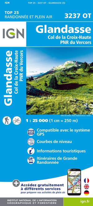 IGN 3237OT Glandasse - Col de la Croix-Haute 1:25.000 TOP25 Topografische Wandelkaart