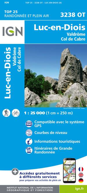 IGN 3238OT Luc-en-Diois - Valdrôme 1:25.000 TOP25 Topografische Wandelkaart