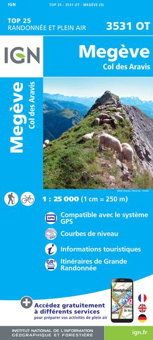IGN 3531OT Megève - Col des Aravis 1:25.000 TOP25 Topografische Wandelkaart
