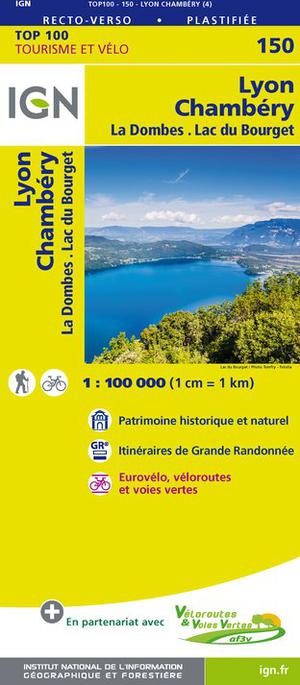 IGN Fietskaart Wegenkaart 150 Lyon -  Chambéry 1:100.000 TOP100