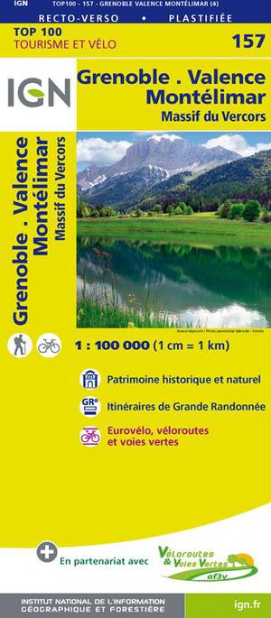 IGN Fietskaart Wegenkaart 157  Grenoble - Valence 1:100.000 TOP100