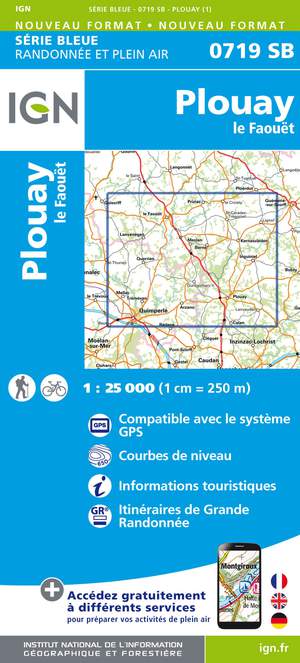 IGN 0719SB  Plouay - Le Faouët 1:25.000 Série Bleue Topografische Wandelkaart