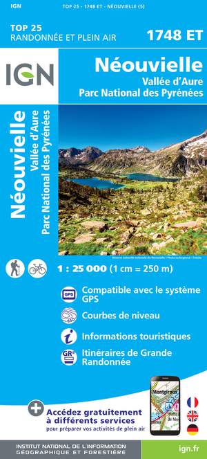 IGN 1748ET Néouvielle - Vallée d'Aure 1:25.000 TOP25 Topografische Wandelkaart