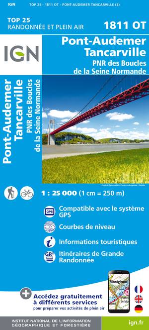 IGN 1811OT Pont-Audemer-Tancarville 1:25.000 TOP25 Topografische Wandelkaart