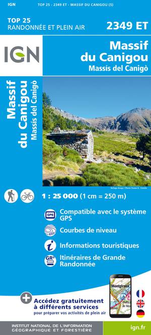 IGN 2349ET Massif du Canigou - Massis del Canigo 1:25.000 TOP25 Topografische Wandelkaart