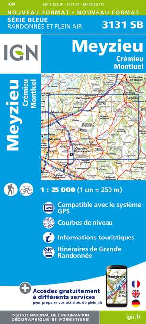 IGN 3131SB Meyzieu - Crémieu - Montluel 1:25.000 Série Bleue Topografische Wandelkaart
