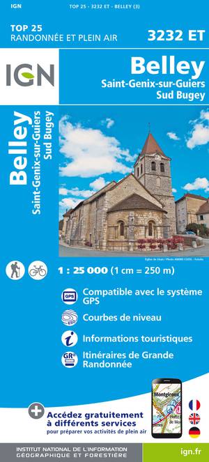IGN 3232ET Belley - St-Genix-sur-Guiers 1:25.000 TOP25 Topografische Wandelkaart