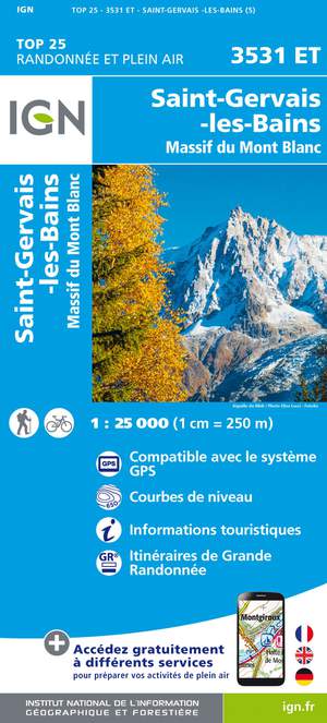 IGN 3531ET St-Gervais-les-Bains - Massif du Mont Blanc 1:25.000 TOP25 Topografische Wandelkaart