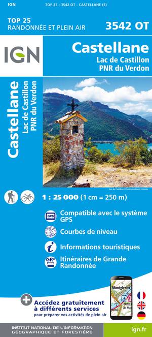 IGN 3542OT Castellane - Lac de Castillon 1:25.000 TOP25 Topografische Wandelkaart