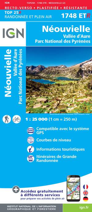 IGN 1748ETR  Néouvielle - Vallée d'Aure 1:25.000 TOP25 Geplastificeerde Topografische Wandelkaart