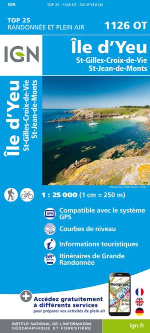 IGN 1126OT Ile d'Yeu ─ St-Gilles-Croix-de-Vie 1:25.000 TOP25 Topografische Wandelkaart