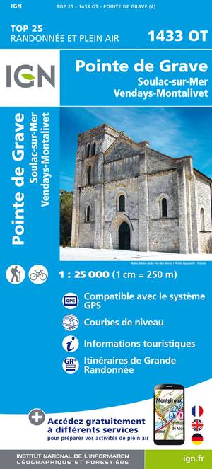 IGN 1433OT Pointe de Grave - Soulac-sur-Mer 1:25.000 TOP25 Topografische Wandelkaart