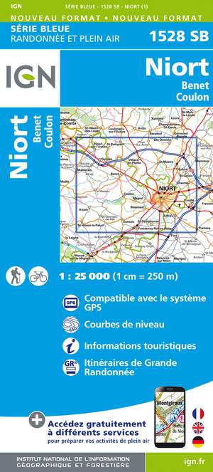 IGN 1528SB Niort - Benet - Coulon 1:25.000 Série Bleue Topografische Wandelkaart