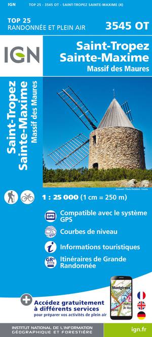 IGN 3545OT St-Tropez - Ste-Maxime 1:25.000 TOP25 Topografische Wandelkaart